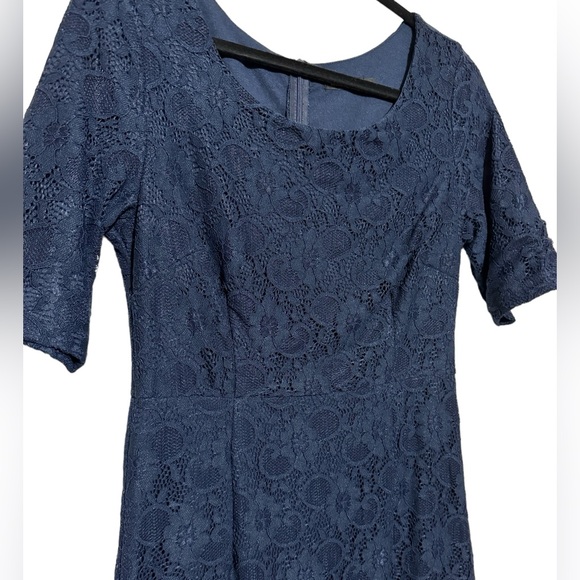 Dresses & Skirts - Long Modest Navy Blue Floral Lace Pencil Dress Women’s Size Medium